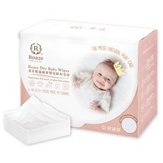 Roaze 柔仕 乾濕兩用嬰兒紗布毛巾 160抽, 棉質纖細柔軟, 觸感輕柔, 無螢光劑與香精, 160張, 1盒