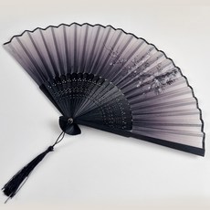 外國人禮物 花與蝴蝶手藝鏤空絲綢扇子, 1個, QD_06_02 梅花黑（黑骨）