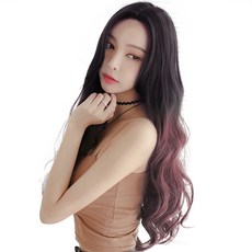 u자 투컬러 반가발 60cm 297g, 다크 + 애쉬핑크, 2개 - 브릿지염색