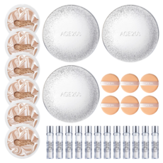 AGE20'S 閃光盒 + 補充裝 12.5g x 2p + 安瓿 10ml x 4p, 白色米色(23號), 3組, 粉餅盒, 替換芯, 粉撲, 安瓶精華液