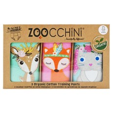 ZOOCCHiNi 有機棉 3件組 訓練褲，3-4歲，內外吸水隔水層, 夢幻動物, 1組