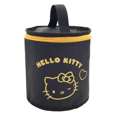 Hello Kitty 凱蒂貓 圓筒保溫便當袋, 黑色, 22 x 16cm, 1個