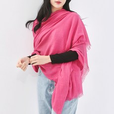 KissDiamond 韓系 INS 素面棉麻圍巾 玫瑰紅 195*95, 195 x 95cm, 玫紅色