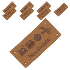 TED BROWN 手工人造皮革標籤 48*22mm, 淺米色, 8個