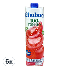 CHABAA 啜吧 100% 番茄汁, 1L, 6瓶