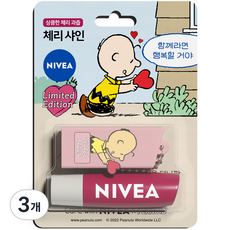니베아 스누피 에디션 립밤 4.8g, 체리 샤인, 3개