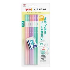 Tombow 蜻蜓牌 ippo 六角鉛筆 + 學習用塑膠擦組 Set, 2B鉛筆, 優質原木, 書寫乾淨, 1盒