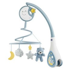 Chicco 多功能床頭古典音樂鈴, 幼兒音感啟發 安撫玩具 小夜燈 音樂鈴 吊掛式布偶, 粉藍色, 1個