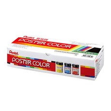 Pentel 飛龍文具 廣告顏料12色組, 30cc容量, 玻璃瓶裝, 色彩鮮豔亮麗, 底部可當調色盤, 30cc, 12色