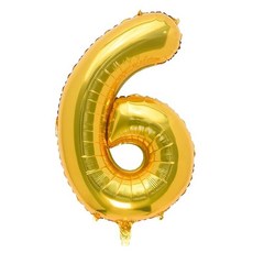 生活King 數字氣球/錫箔氣球/氣球佈置 - 32吋(10款任選)金色 數字6, 1包, 數字6 金色, 1個