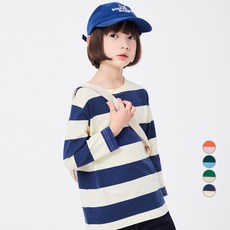 롤리트리 아동용 와이드 스트라이프 긴팔 티셔츠