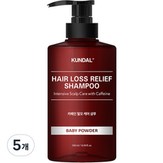 쿤달 카페인 탈모샴푸 베이비파우더향, 500ml, 5개