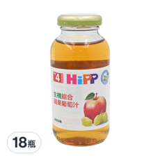 HiPP 喜寶 有機綜合蘋果葡萄汁，歐洲原裝進口, 200ml, 18瓶