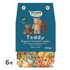 리틀파스타오가닉스 유기농 어린이 파스타 테디, 300g, 6개