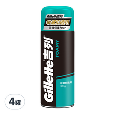 Gillette 吉列 刮鬍泡 敏感肌適用 潤滑保護力UP, 333g, 4罐
