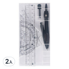 幾何圓規套裝組，含圓規、直尺、三角板，繪圖工具套組，學習製圖設計適用，2入