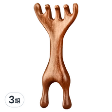 鹿角按摩梳 Set 3個, 12.8 x 5.5cm, 33g, 櫸木手工藝品, 3組, 鹿角