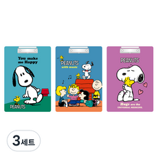 피너츠 스누피 클립보드 3종, 랜덤 발송, 3세트