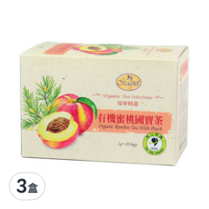 Magnet 曼寧 有機蜜桃國寶茶 40公克 (2公克x20茶包), 無咖啡因, 清甜蘋果與水蜜桃香, 2g, 20包, 3盒