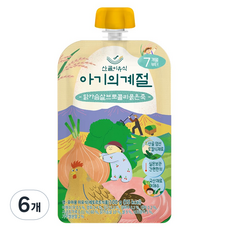 에코맘의산골이유식 아기의계절 중기 닭가슴살 브로콜리 묽은죽, 100g, 6개
