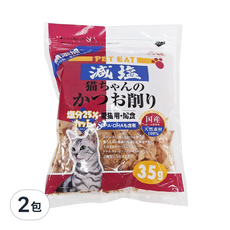 PET EAT 元氣王 柴魚片 減鹽 貓用零食, 愛貓用/商食, 35g, 2包