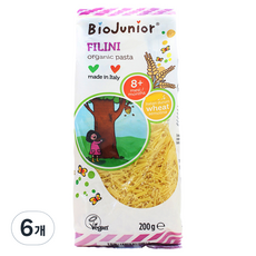 바이오주니어 유아용 유기농 필리니 파스타, 200g, 6개