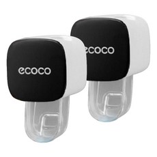 ecoco 擠牙膏神器 9.1 x 5.5 x 5.5cm, 黑色, 2個裝 - 免打孔壁掛式自動擠牙膏器, 2個