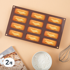 comet 廚房長方形矽膠烘焙模具 12格, 2個, 棕色