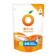 橘子工坊 家用清潔去垢酵素洗碗精補充包, 微胞橘油潔淨因子, 無色素 無香精, 適用於蔬果和奶瓶, 安心使用, 500ml, 1包