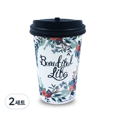 투고팩 플라워 종이컵 380ml + 개폐형뚜껑, 100개입, 2세트