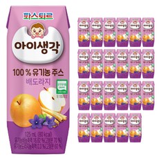 파스퇴르 아이생각 유기농주스 배도라지, 24개, 125ml