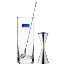 GOODLIVING 黃金環量杯 30ml 60ml+攪拌匙 30cm+高球杯 320ml組, 混色, 1組