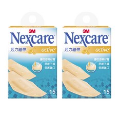 3M Nexcare 活力繃帶, 彈性泡棉材質 舒適保護傷口, 適合戶外活動, 不含乳膠, 綜合尺寸, 15片, 2盒