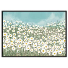 菠蘿選畫所 天空下的白雛菊 掛畫 40 x 30cm 黑色框 - 清新居家裝飾, 黑色