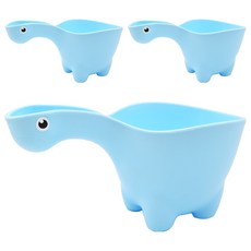 PUKU 藍色企鵝 恐龍造型水瓢，PP材質耐摔耐高溫，底部四腳平穩設計, 水藍色, 3個