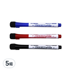 成功 磁性附擦細字白板筆3入裝, 安全無毒 混色, 紅色 + 藍色 + 黑色, 5組