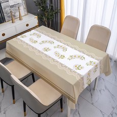 DIAN DIAN 絲綢皮革桌巾, 140*220cm, PVC 紗線布, 1條