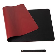 ezlife 雙面拼色防水皮革滑鼠墊餐桌墊 120 x 60cm 紅色+黑色,防水易清潔, 紅色 + 黑色, 1個
