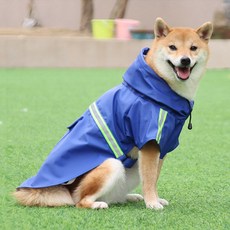 DING DONG PET 寵物短袖發光反光雨衣, 藍色