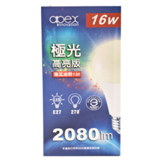 apex Innovation 高效能廣角LED燈泡, 16W 2080lm E27 燈頭, 白光, 1盒