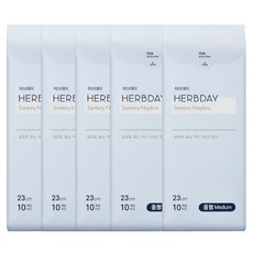 허브데이 생리대 날개형, 중형, 10개입, 5개 10개입, 5팩