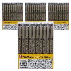 SAKURA 櫻花 PIGMA MICRON 筆格邁 櫻花 Figma 微米 10 件套, 黑色, 4組