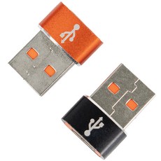 제이스마트 6A 고속 C타입 to USB A 3.0 변환젠더, 2개, 2cm, 오렌지, 블랙