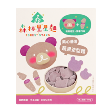 FOREST NOODLES 森林麵食 森林星星麵 紫心蕃薯, 熊熊造型 吃的到纖維和花青素, 200g, 1盒