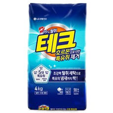 TECH 去除荷爾蒙獨特氣味室內曬衣粉狀洗衣劑 普通滾筒兩用補充包, 4kg, 1包