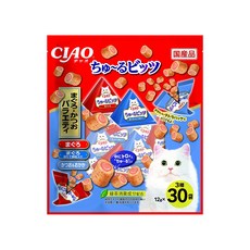 INABA CIAO 啾嚕 迷你肉泥夾心卷 12g x 30袋, 鮪魚/鰹魚/干貝/鰹魚片/柴魚片多口味混合組, 鮪魚/鮪魚+干貝/鰹魚+柴魚片, 360g, 1袋
