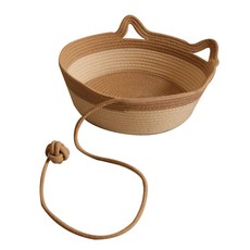 Hanta 貓尾巴編織寵物窩, 棉線材質，開口直徑40cm, 編織籃+棉線圓形墊, 1個