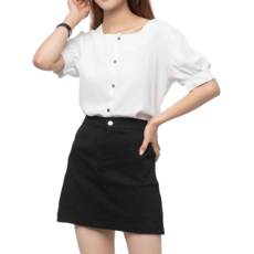 CARET 女款素色彈性褲裙, M, 黑色