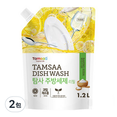 Tamsaa 小蘇打蔬果碗盤清潔液補充包, 1.2L, 2包
