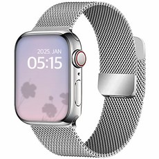 DGG Apple Watch系列兼容磁扣米蘭錶帶, 銀色